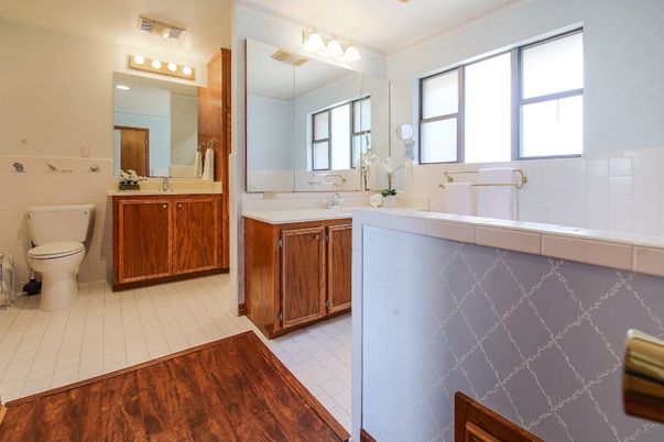 Bathroom, Dual Sink Vanities, Interior, Wood Texture Flooring
