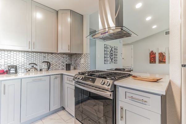 Interior, Kitchen, Marble, Recessed Lighting, Stainless Steel Appliances