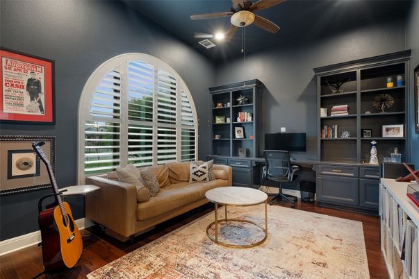 Home Office, Interior, Recessed Lighting, Wood Texture Flooring