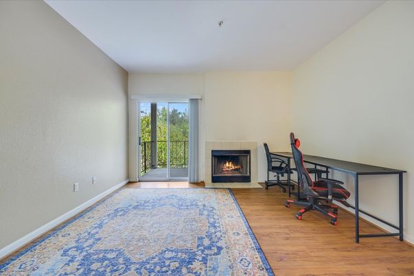 Fireplace, Home Office, Interior, Wood Texture Flooring