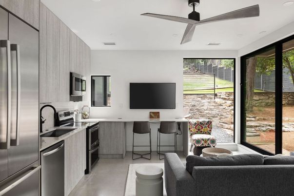 Interior, Kitchen, Living room, Recessed Lighting, Stainless Steel Appliances