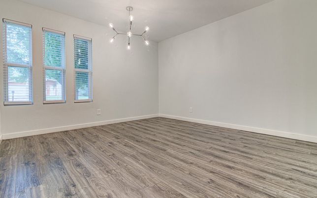 Empty room, Interior, Pendant Lights, Wood Texture Flooring