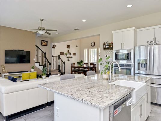 Dining room, Interior, Kitchen, Living room, Recessed Lighting, Stainless Steel Appliances