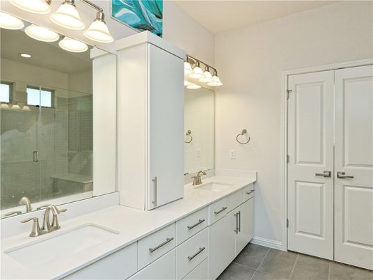 Bathroom, Dual Sink Vanities, Glass Shower, Interior