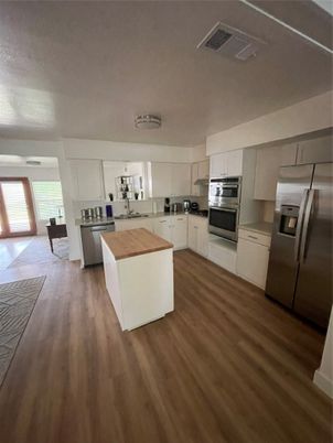 Interior, Kitchen, Stainless Steel Appliances, Wood Texture Flooring