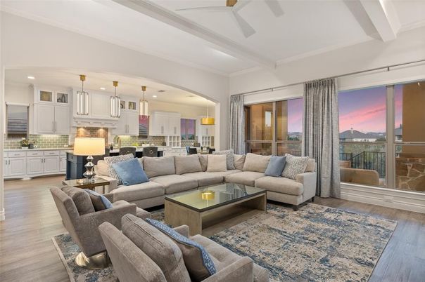 Interior, Kitchen, Living room, Pendant Lights, Recessed Lighting, Stainless Steel Appliances, Wood Texture Flooring