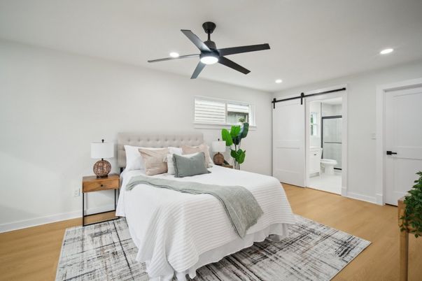 Bathroom, Bedroom, Interior, Recessed Lighting, Wood Texture Flooring