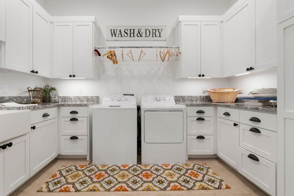 Interior, Washer, Wood Texture Flooring