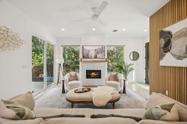 Fireplace, Interior, Living room, Recessed Lighting