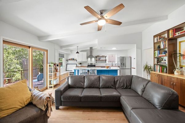 Interior, Kitchen, Living room, Pendant Lights, Recessed Lighting, Stainless Steel Appliances, Wood Texture Flooring