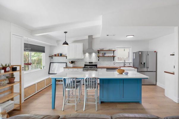 Interior, Kitchen, Pendant Lights, Recessed Lighting, Wood Texture Flooring