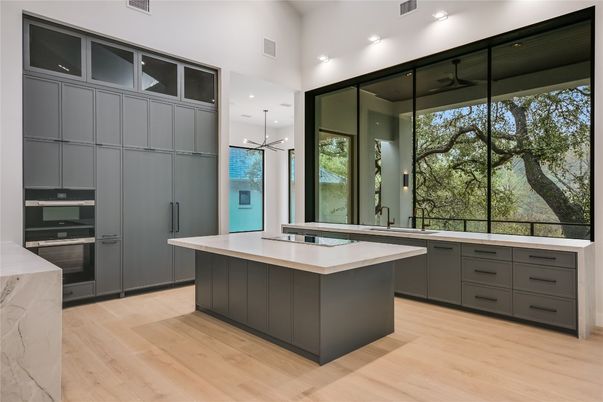 Interior, Kitchen, Pendant Lights, Recessed Lighting, Wood Texture Flooring