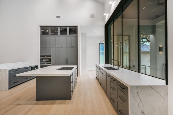 Interior, Kitchen, Recessed Lighting, Wood Texture Flooring
