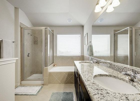 Bathroom, Dual Sink Vanities, Glass Shower, Interior