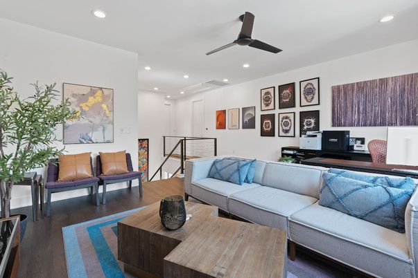 Interior, Living room, Recessed Lighting, Wood Texture Flooring