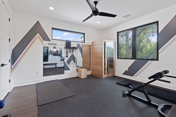 Fitness Equipment, Interior, Recessed Lighting, Wood Texture Flooring