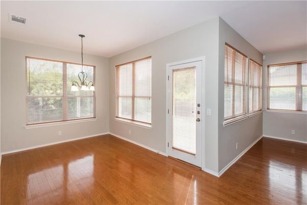 Chandelier, Empty room, Interior, Pendant Lights, Wood Texture Flooring