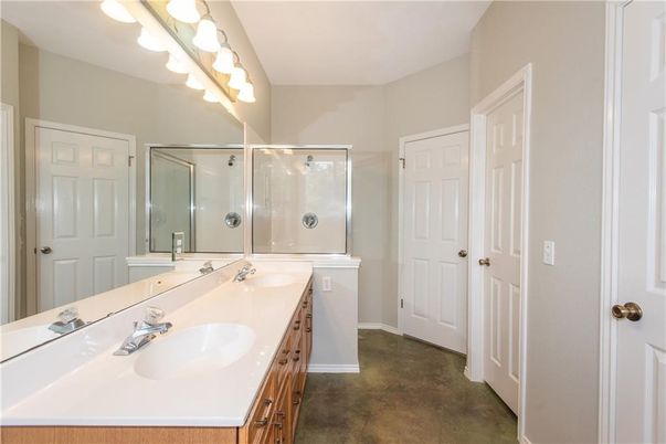 Bathroom, Dual Sink Vanities, Glass Shower, Interior