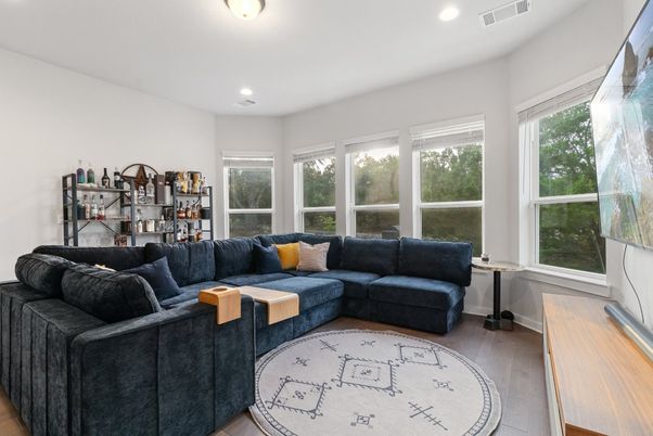 Interior, Living room, Recessed Lighting, Wood Texture Flooring