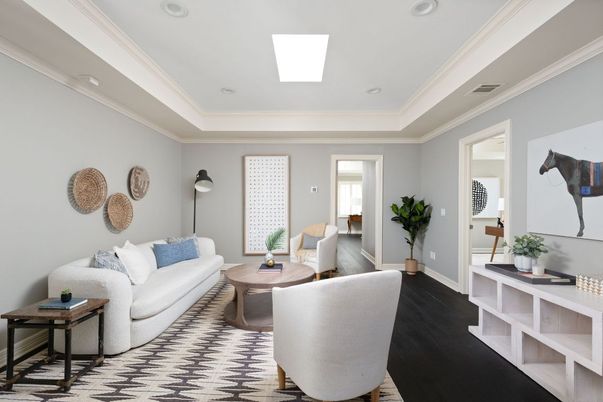 Interior, Living room, Recessed Lighting, Wood Texture Flooring