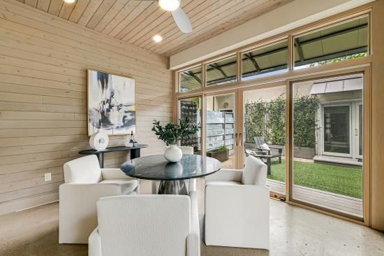 Dining room, Interior, Recessed Lighting, Wooden Ceilings, Wooden Walls
