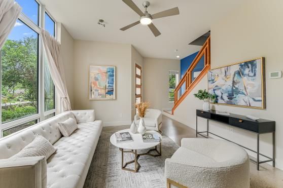 Interior, Living room, Recessed Lighting, Wood Texture Flooring