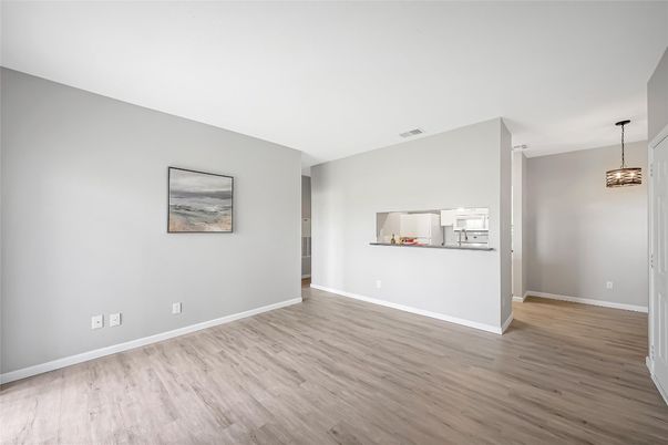 Empty room, Interior, Pendant Lights, Wood Texture Flooring