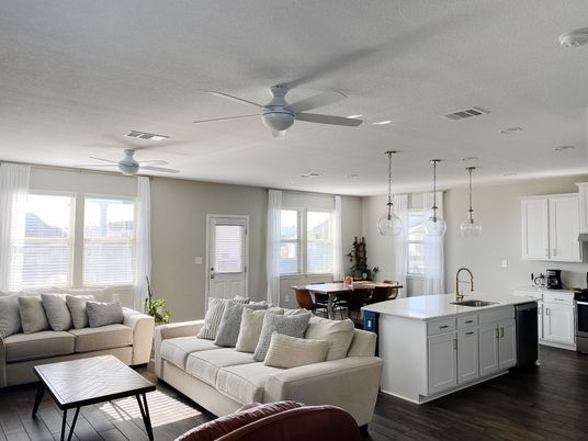Dining room, Interior, Kitchen, Living room, Pendant Lights, Recessed Lighting, Wood Texture Flooring