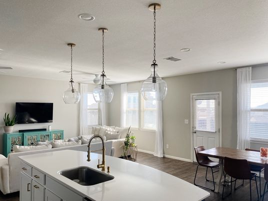 Dining room, Interior, Kitchen, Living room, Pendant Lights, Recessed Lighting, Wood Texture Flooring