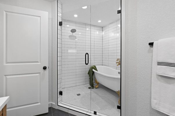 Bathroom, Glass Shower, Interior, Recessed Lighting
