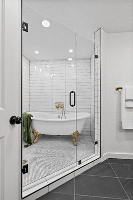 Bathroom, Glass Shower, Interior, Recessed Lighting