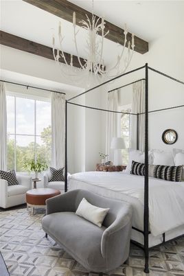 Bedroom, Chandelier, Interior, Wooden Beams