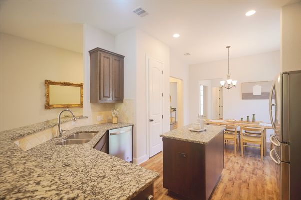 Chandelier, Dining room, Interior, Kitchen, Recessed Lighting, Wood Texture Flooring