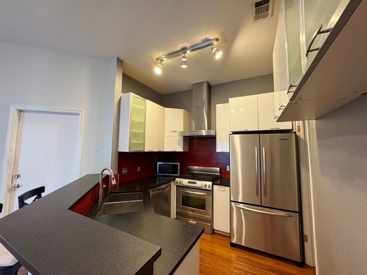 Interior, Kitchen, Stainless Steel Appliances, Wood Texture Flooring