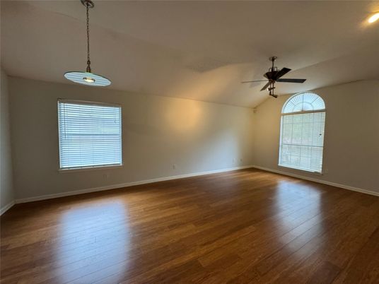 Empty room, Interior, Pendant Lights, Wood Texture Flooring