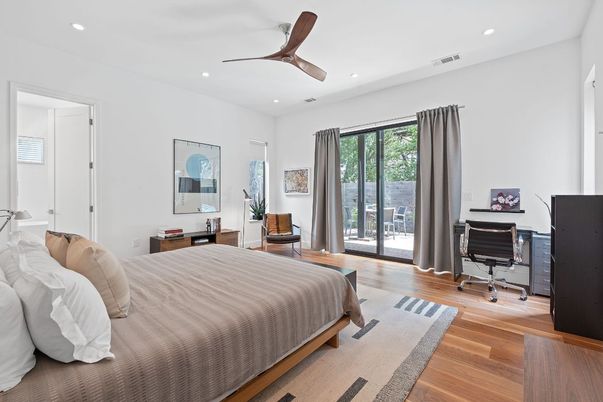 Bedroom, Home Office, Interior, Recessed Lighting, Wood Texture Flooring