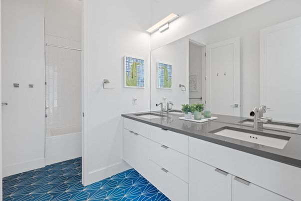 Bathroom, Dual Sink Vanities, Glass Shower, Interior