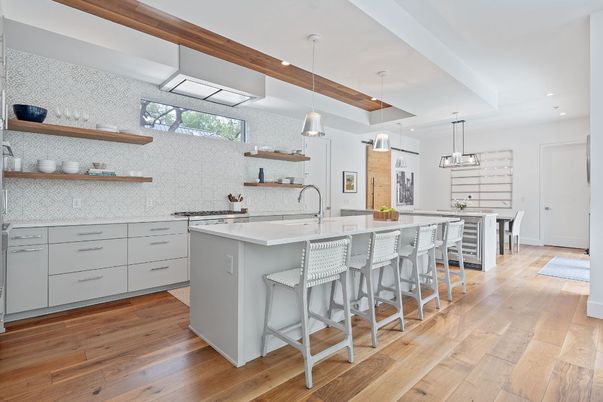 Interior, Kitchen, Pendant Lights, Recessed Lighting, Wood Texture Flooring