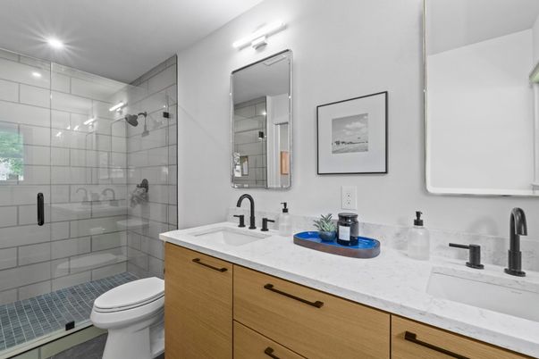 Bathroom, Dual Sink Vanities, Glass Shower, Interior