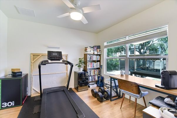 Fitness Equipment, Home Office, Interior, Wood Texture Flooring