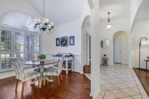 Chandelier, Dining room, Interior, Pendant Lights, Wood Texture Flooring