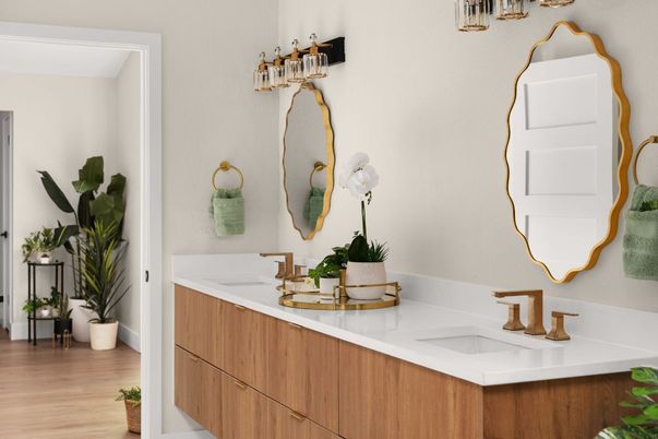 Bathroom, Dual Sink Vanities, Interior, Wood Texture Flooring