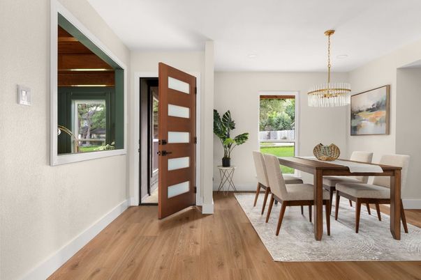 Chandelier, Dining room, Interior, Wood Texture Flooring