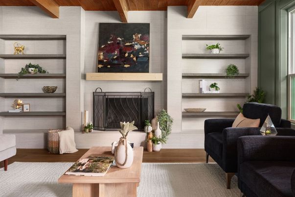 Fireplace, Interior, Wooden Beams