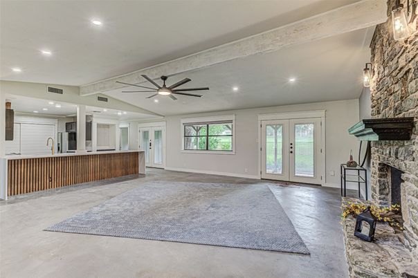 Empty room, Fireplace, Interior, Recessed Lighting