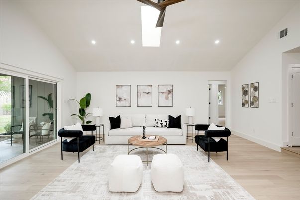 Interior, Living room, Recessed Lighting, Wood Texture Flooring