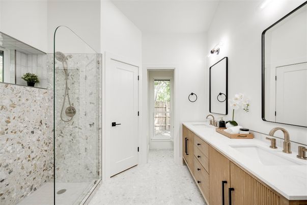 Bathroom, Dual Sink Vanities, Glass Shower, Interior