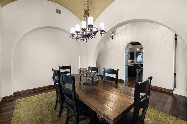 Chandelier, Dining room, Interior, Wood Texture Flooring