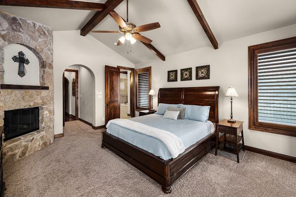 Bedroom, Fireplace, Interior, Wooden Beams