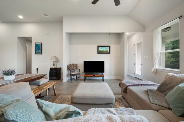 Interior, Living room, Recessed Lighting, Wood Texture Flooring